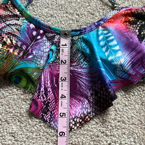 OP Multicolored Draped Bandeau Tribal Bikini Top. Size Medium (7-9) - Picture 8 of 9